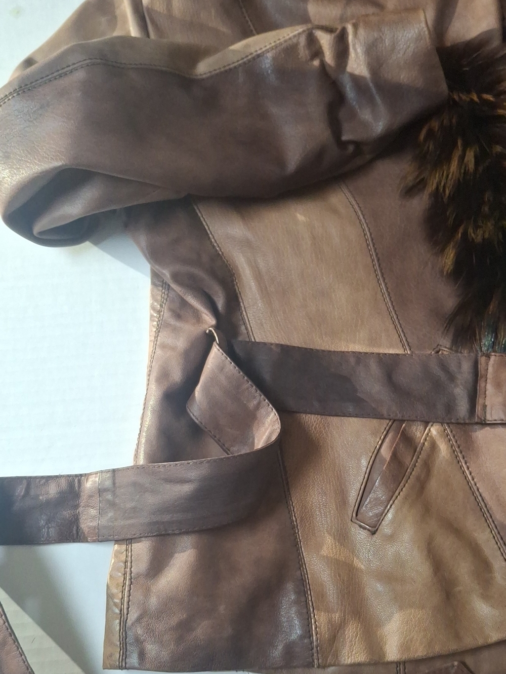 Vintage LeatherJacket Genuine Big Fur Collar Italy - Picture 11 of 16